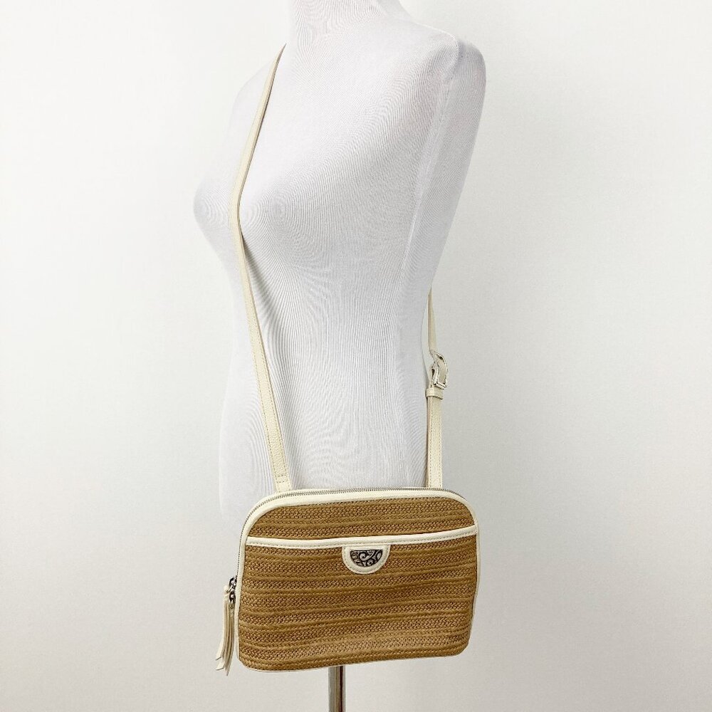 Brighton Jojo Straw Organizer Crossbody Bag Wheat White Pretty Tough Collection